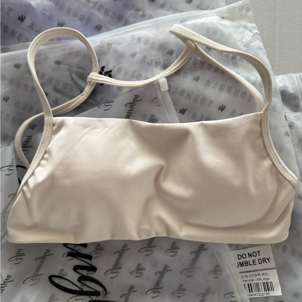 YoungLA For Her Open Back Cream Sports Bra, Size XS NWOT